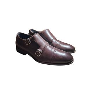 COLE HAAN Double Monk Strap Mens size 9M Grand Brown Cap-Toe Casual Career Shoes